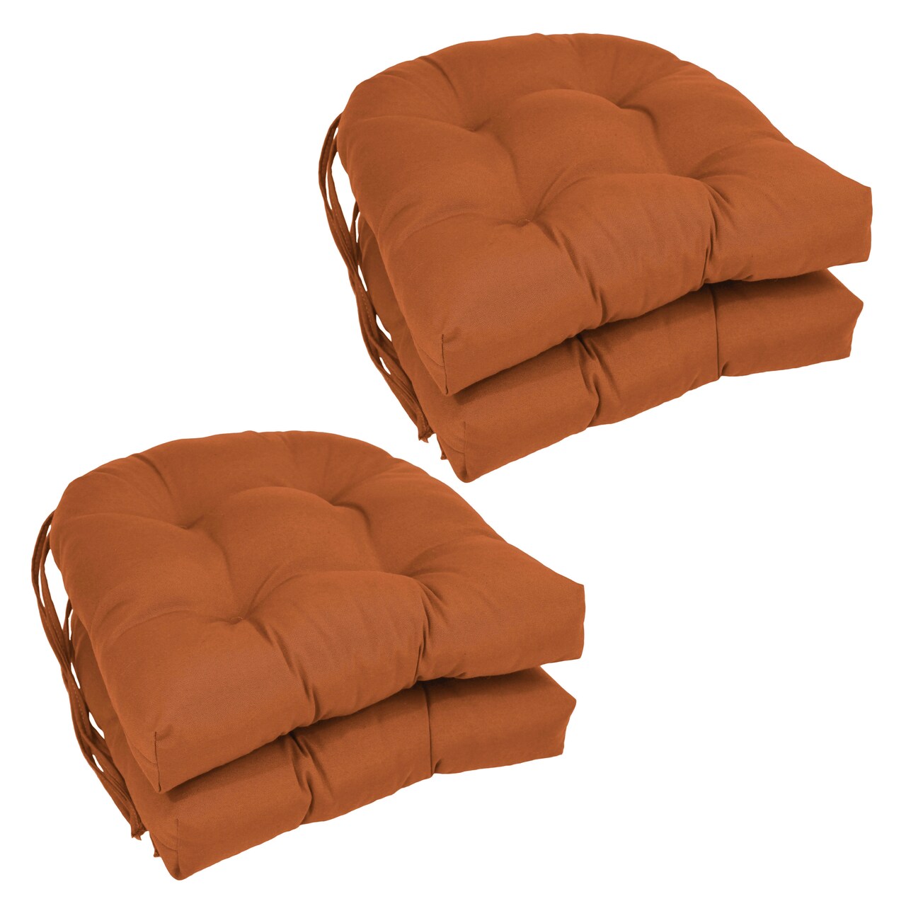 16-inch Solid Twill U-shaped Tufted Chair Cushions (Set of 4) - Spice